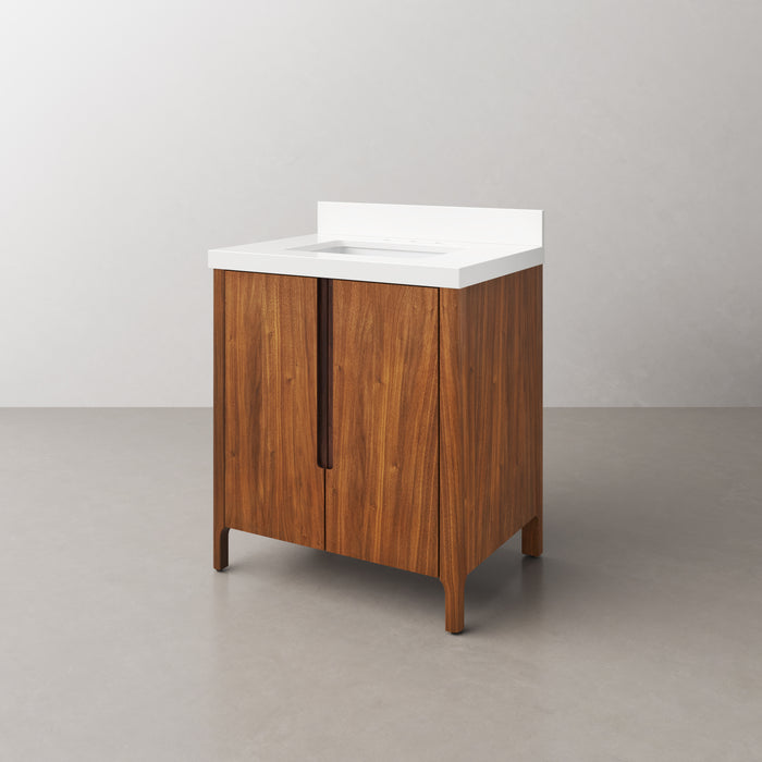 Kingston Sequoia SE30QZ00NJ - 30 in. x 22 in. Bathroom Vanity Single Sink with Whitebrook Quartz Top, Noir Juglans