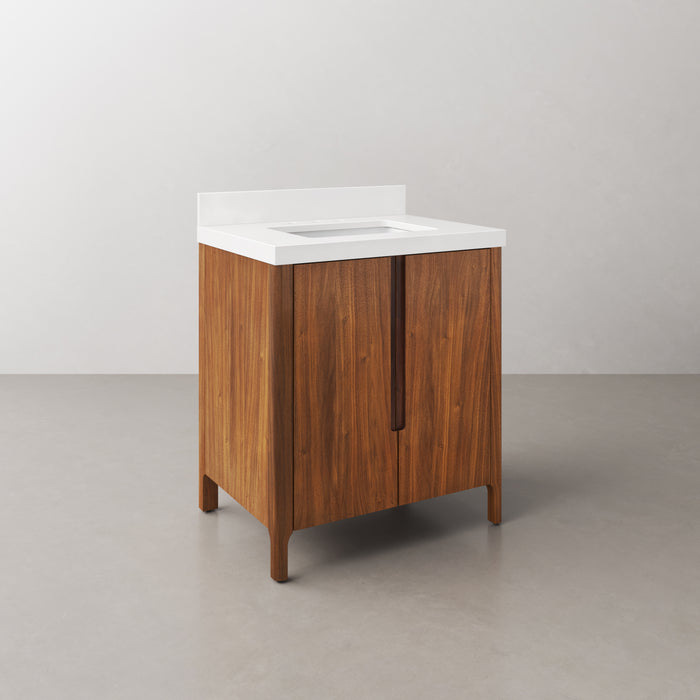 Kingston Sequoia SE30QZ00NJ - 30 in. x 22 in. Bathroom Vanity Single Sink with Whitebrook Quartz Top, Noir Juglans