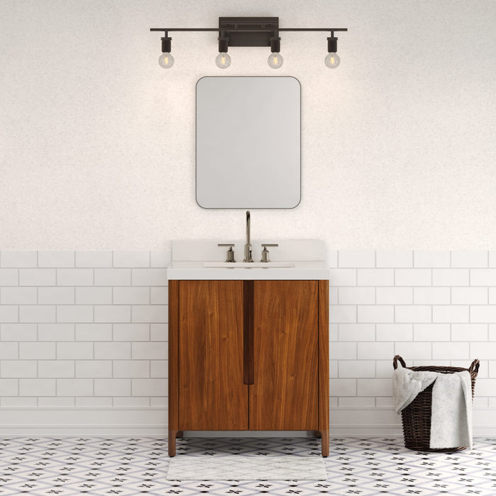 Kingston Sequoia SE30QZ00NJ - 30 in. x 22 in. Bathroom Vanity Single Sink with Whitebrook Quartz Top, Noir Juglans