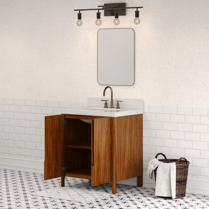 Kingston Sequoia SE30QZ00NJ - 30 in. x 22 in. Bathroom Vanity Single Sink with Whitebrook Quartz Top, Noir Juglans