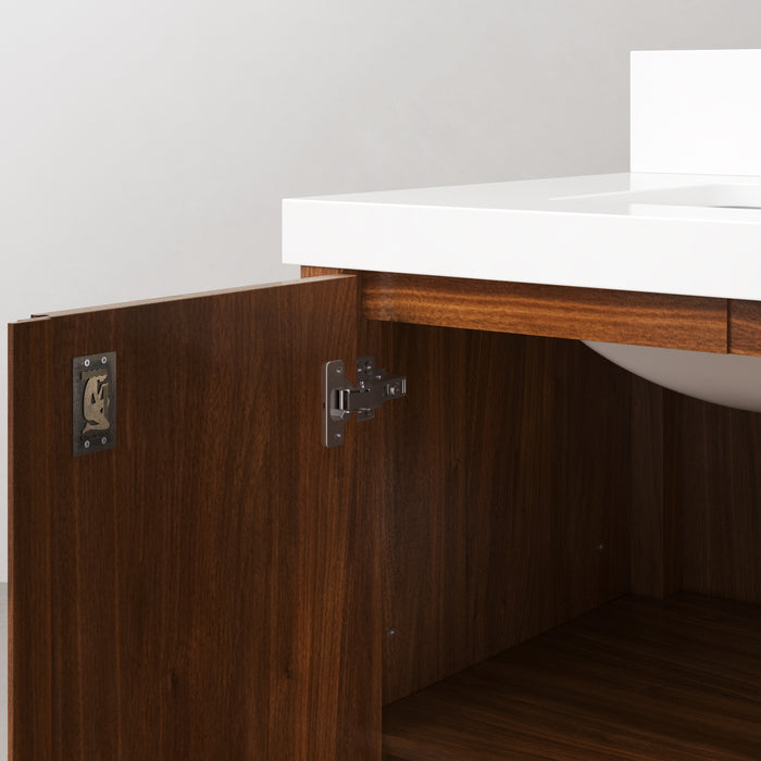 Kingston Sequoia SE30QZ00NJ - 30 in. x 22 in. Bathroom Vanity Single Sink with Whitebrook Quartz Top, Noir Juglans