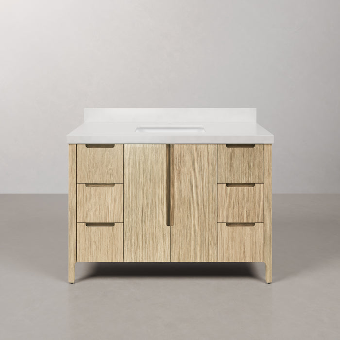 Kingston Sequoia SE48QZ00CL - 48 in. x 22 in. Bathroom Vanity Single Sink with White Quartz Top, Casa Latte