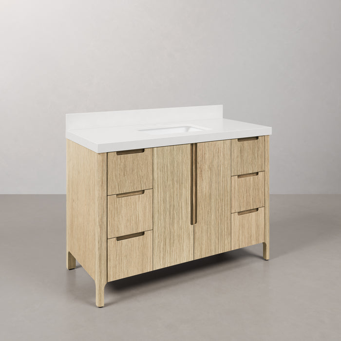 Kingston Sequoia SE48QZ00CL - 48 in. x 22 in. Bathroom Vanity Single Sink with White Quartz Top, Casa Latte