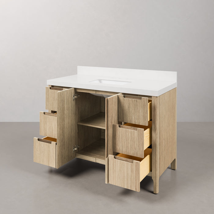 Kingston Sequoia SE48QZ00CL - 48 in. x 22 in. Bathroom Vanity Single Sink with White Quartz Top, Casa Latte