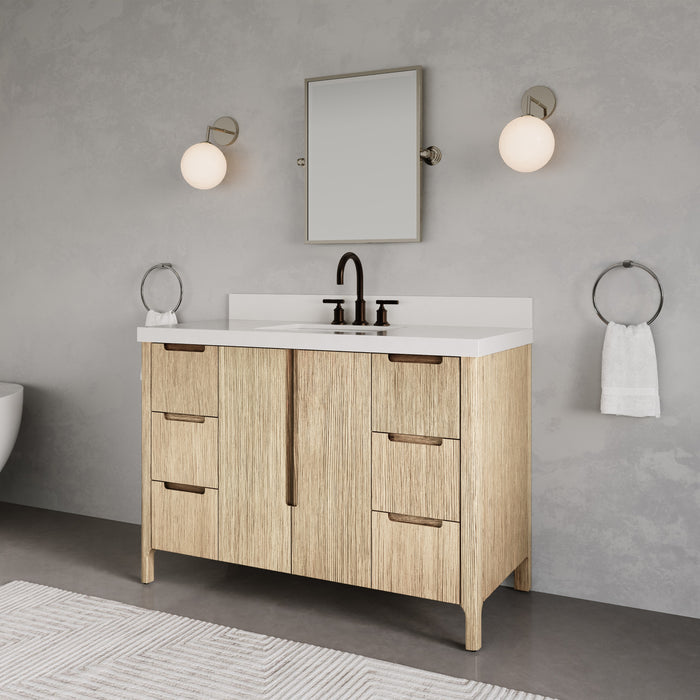 Kingston Sequoia SE48QZ00CL - 48 in. x 22 in. Bathroom Vanity Single Sink with White Quartz Top, Casa Latte