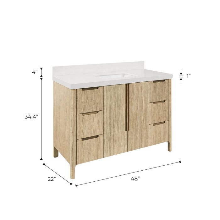 Kingston Sequoia SE48QZ00CL - 48 in. x 22 in. Bathroom Vanity Single Sink with White Quartz Top, Casa Latte