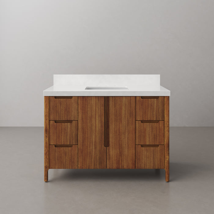 Kingston Sequoia SE48QZ00MW - 48 in. x 22 in. Bathroom Vanity Single Sink with White Quartz Top, Mango Wood