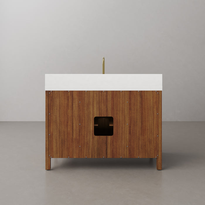 Kingston Sequoia SE48QZ00MW - 48 in. x 22 in. Bathroom Vanity Single Sink with White Quartz Top, Mango Wood
