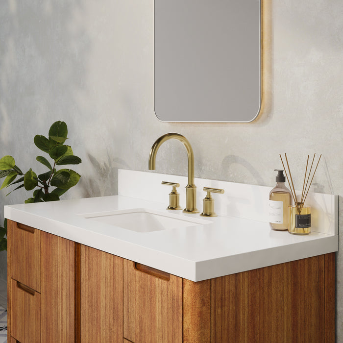 Kingston Sequoia SE48QZ00MW - 48 in. x 22 in. Bathroom Vanity Single Sink with White Quartz Top, Mango Wood