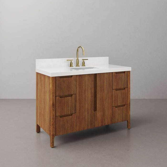 Kingston Sequoia SE48QZ00MW - 48 in. x 22 in. Bathroom Vanity Single Sink with White Quartz Top, Mango Wood