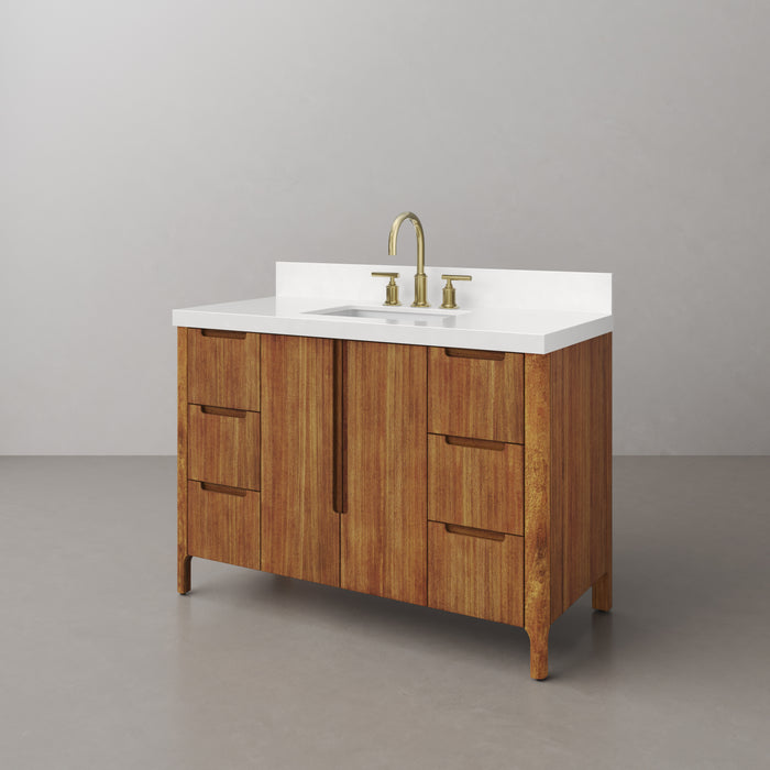 Kingston Sequoia SE48QZ00MW - 48 in. x 22 in. Bathroom Vanity Single Sink with White Quartz Top, Mango Wood