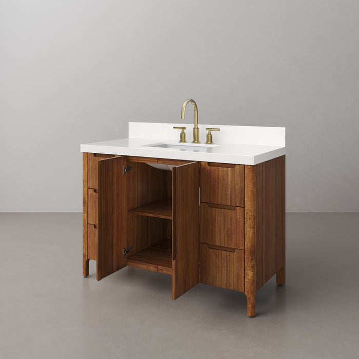 Kingston Sequoia SE48QZ00MW - 48 in. x 22 in. Bathroom Vanity Single Sink with White Quartz Top, Mango Wood