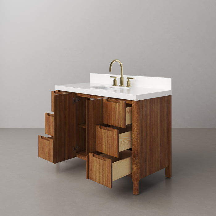 Kingston Sequoia SE48QZ00MW - 48 in. x 22 in. Bathroom Vanity Single Sink with White Quartz Top, Mango Wood