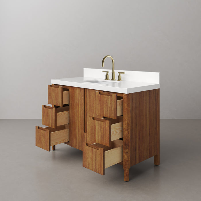 Kingston Sequoia SE48QZ00MW - 48 in. x 22 in. Bathroom Vanity Single Sink with White Quartz Top, Mango Wood
