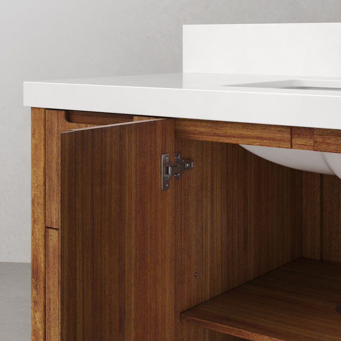 Kingston Sequoia SE48QZ00MW - 48 in. x 22 in. Bathroom Vanity Single Sink with White Quartz Top, Mango Wood