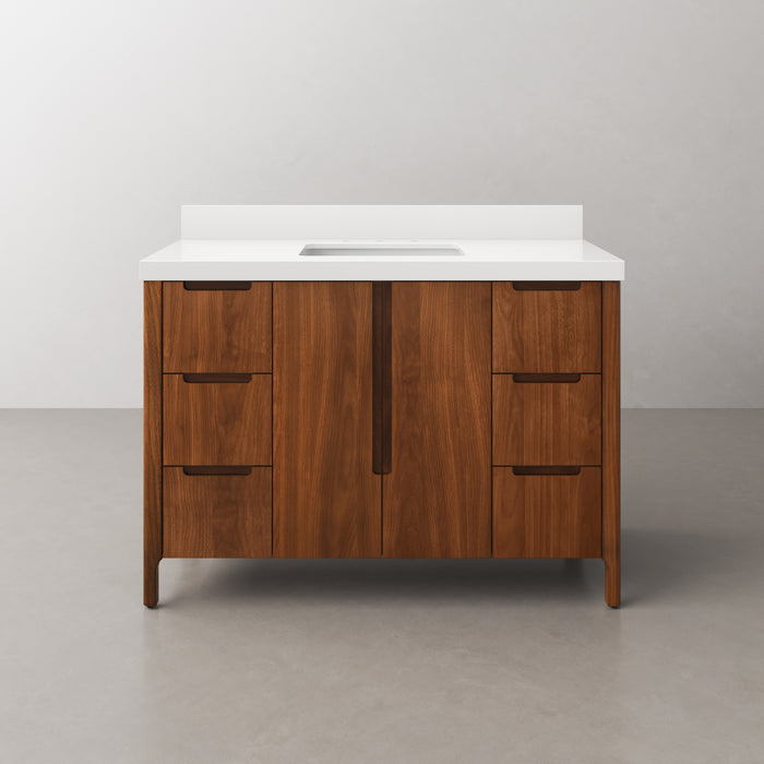 Kingston Sequoia SE48QZ00NJ - 48 in. x 22 in. Bathroom Vanity Single Sink with White Quartz Top, Noir Juglans