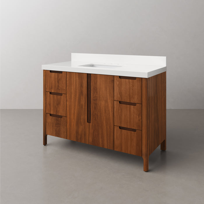 Kingston Sequoia SE48QZ00NJ - 48 in. x 22 in. Bathroom Vanity Single Sink with White Quartz Top, Noir Juglans