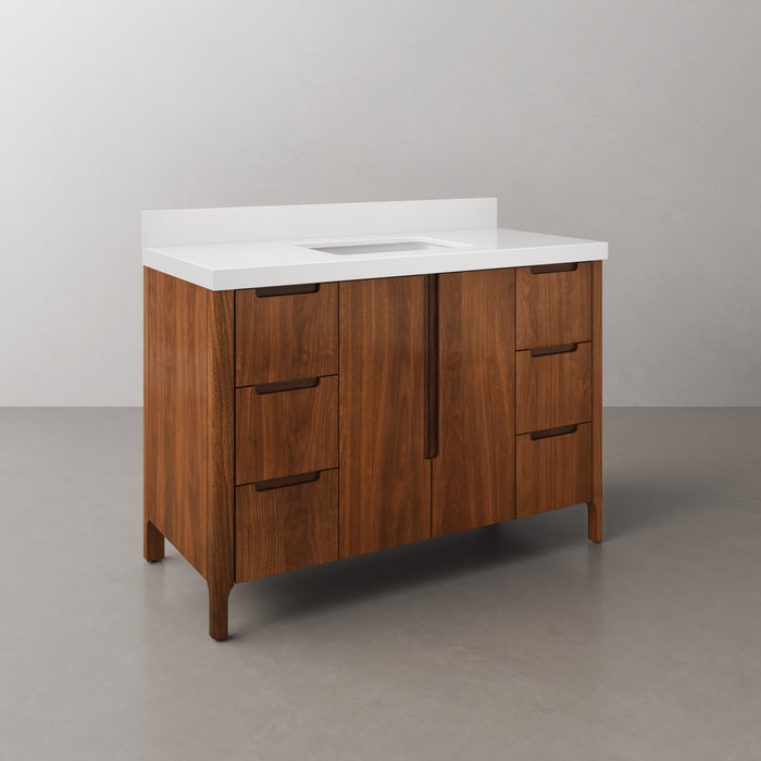 Kingston Sequoia SE48QZ00NJ - 48 in. x 22 in. Bathroom Vanity Single Sink with White Quartz Top, Noir Juglans