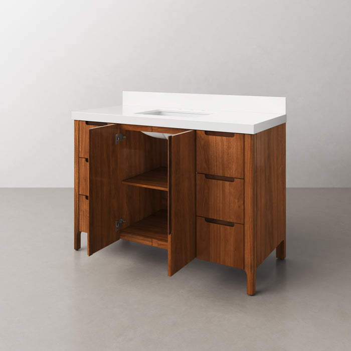 Kingston Sequoia SE48QZ00NJ - 48 in. x 22 in. Bathroom Vanity Single Sink with White Quartz Top, Noir Juglans