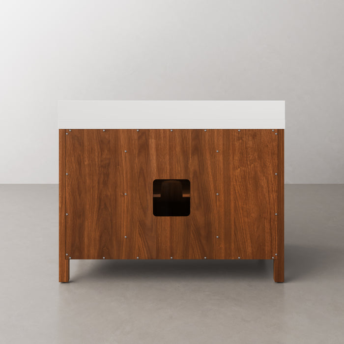 Kingston Sequoia SE48QZ00NJ - 48 in. x 22 in. Bathroom Vanity Single Sink with White Quartz Top, Noir Juglans