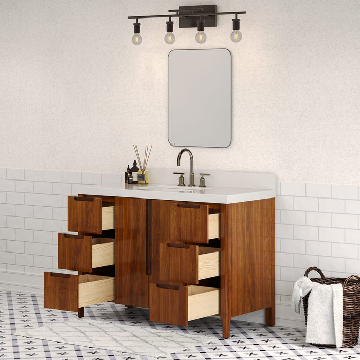 Kingston Sequoia SE48QZ00NJ - 48 in. x 22 in. Bathroom Vanity Single Sink with White Quartz Top, Noir Juglans