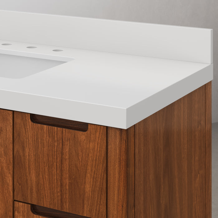 Kingston Sequoia SE48QZ00NJ - 48 in. x 22 in. Bathroom Vanity Single Sink with White Quartz Top, Noir Juglans