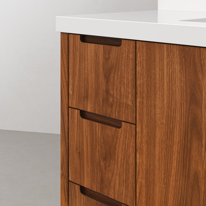 Kingston Sequoia SE48QZ00NJ - 48 in. x 22 in. Bathroom Vanity Single Sink with White Quartz Top, Noir Juglans