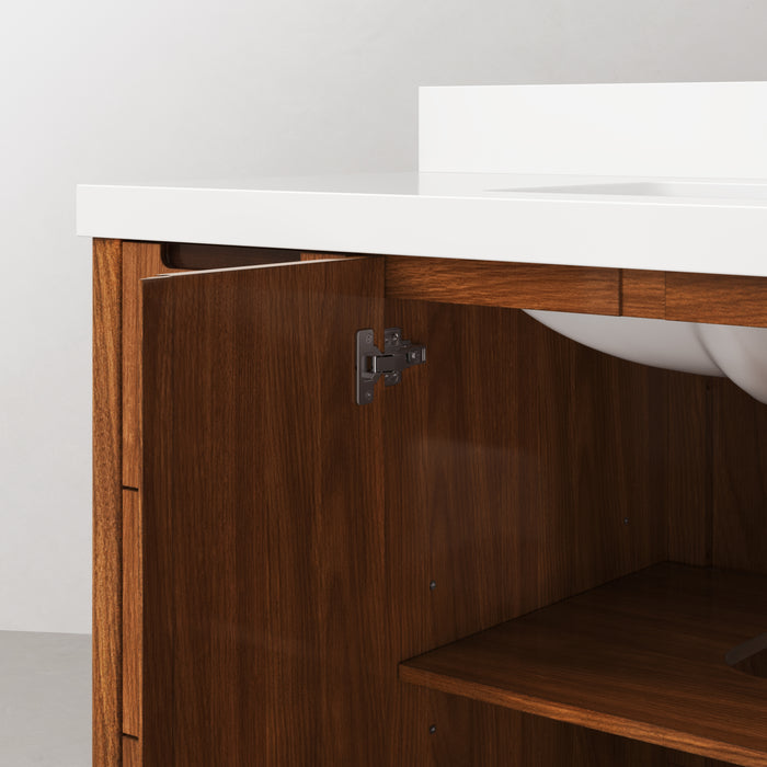 Kingston Sequoia SE48QZ00NJ - 48 in. x 22 in. Bathroom Vanity Single Sink with White Quartz Top, Noir Juglans