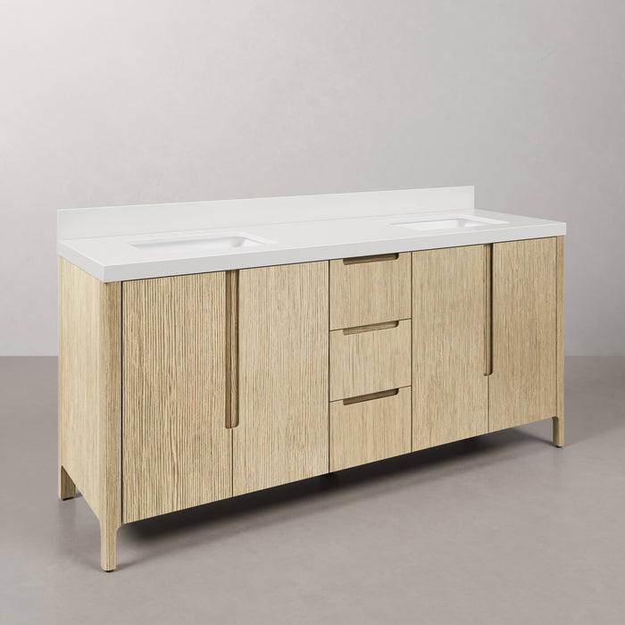 Kingston Sequoia SE72QZ00CL - 72 in. x 22 in. Bathroom Vanity Double Sink with White Quartz Top, Casa Latte