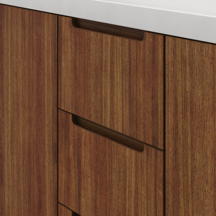 Kingston Sequoia SE72QZ00MW - 72 in. x 22 in. Bathroom Vanity Double Sink with White Quartz Top, Mango Wood
