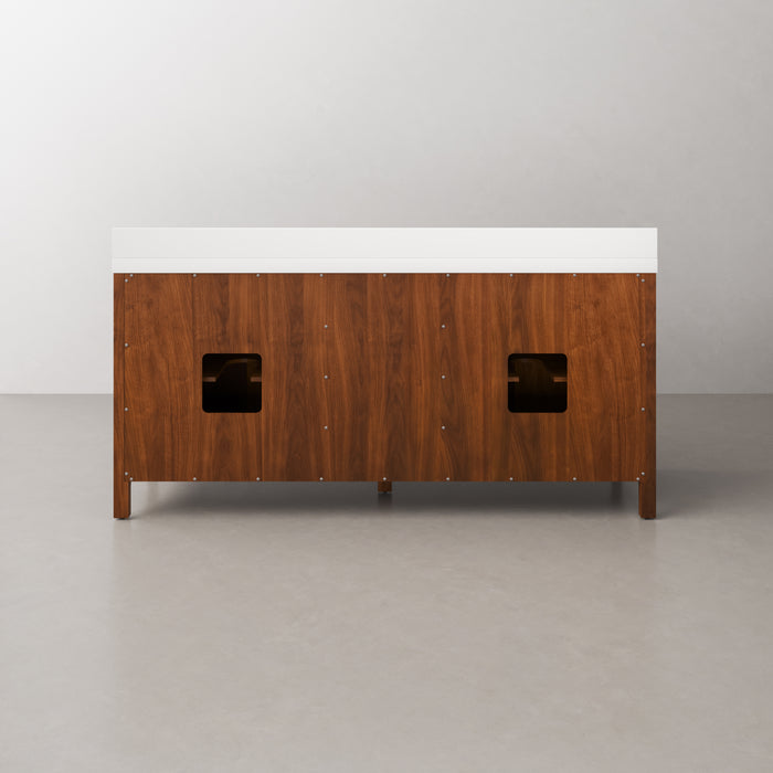 Kingston Sequoia SE72QZ00NJ - 72 in. x 22 in. Bathroom Vanity Double Sink with White Quartz Top, Noir Juglans