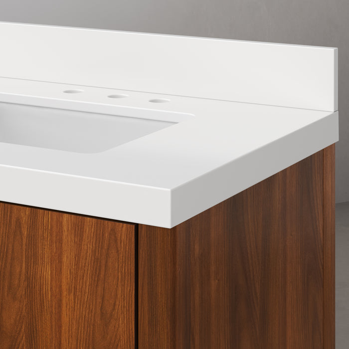 Kingston Sequoia SE72QZ00NJ - 72 in. x 22 in. Bathroom Vanity Double Sink with White Quartz Top, Noir Juglans