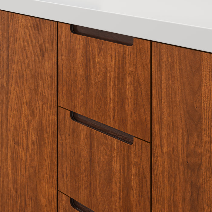 Kingston Sequoia SE72QZ00NJ - 72 in. x 22 in. Bathroom Vanity Double Sink with White Quartz Top, Noir Juglans