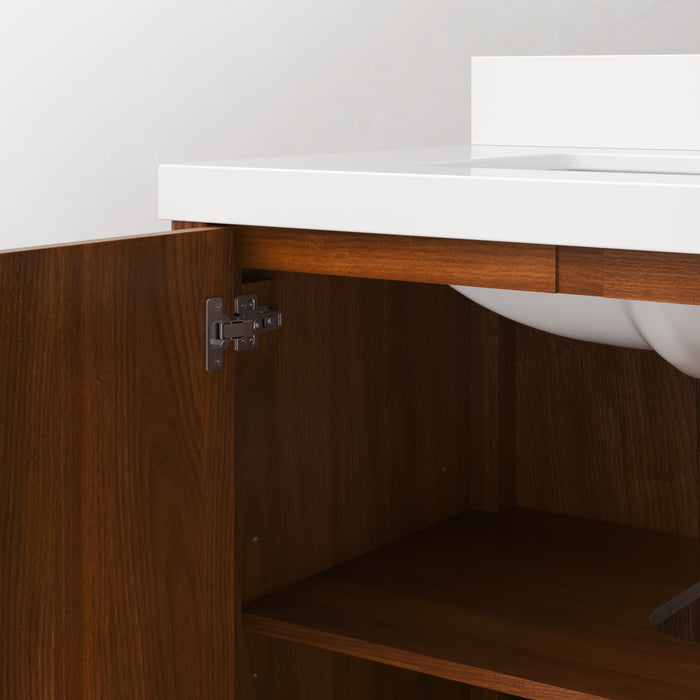 Kingston Sequoia SE72QZ00NJ - 72 in. x 22 in. Bathroom Vanity Double Sink with White Quartz Top, Noir Juglans
