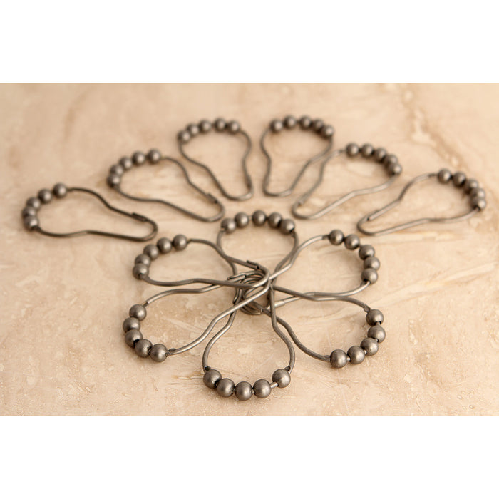 Kingston Edenscape SRCR128 Roller Ball Shower Curtain Rings (12 Pieces/Set), Brushed Nickel