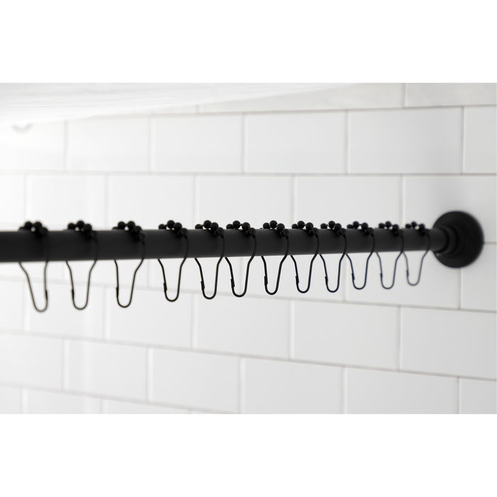 Kingston Edenscape SRK600 60-Inch to 72-Inch Adjustable Shower Curtain Rod with Rings Combo, Matte Black