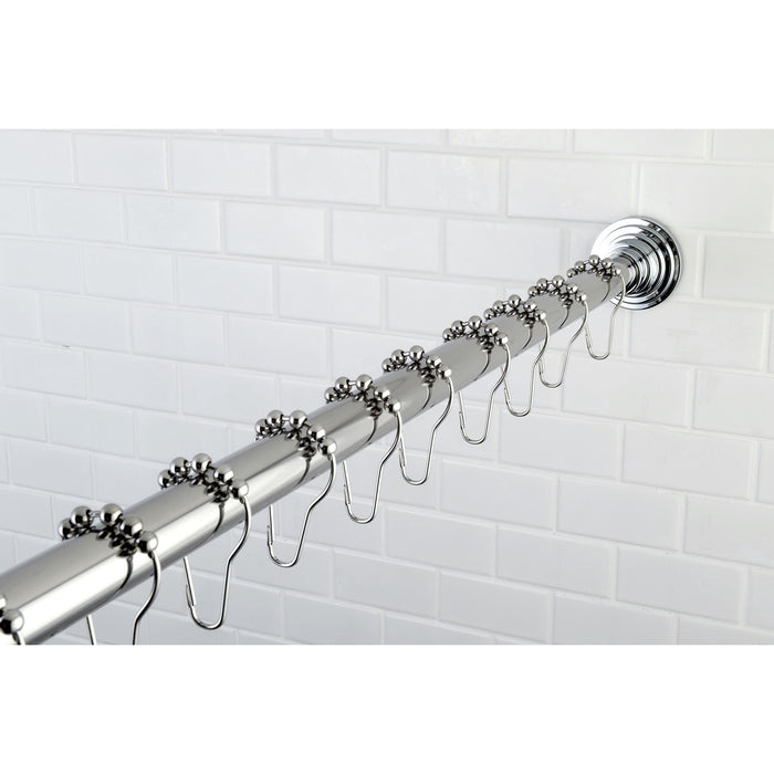 Kingston Edenscape SRK601 60-Inch to 72-Inch Adjustable Shower Curtain Rod with Rings Combo, Polished Chrome