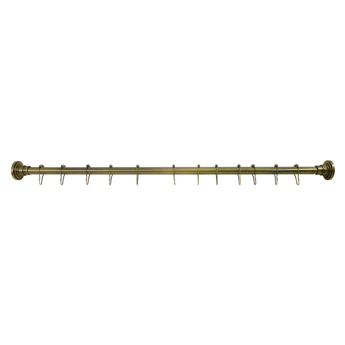 Kingston Edenscape SRK603 60-Inch to 72-Inch Adjustable Shower Curtain Rod with Rings Combo, Antique Brass