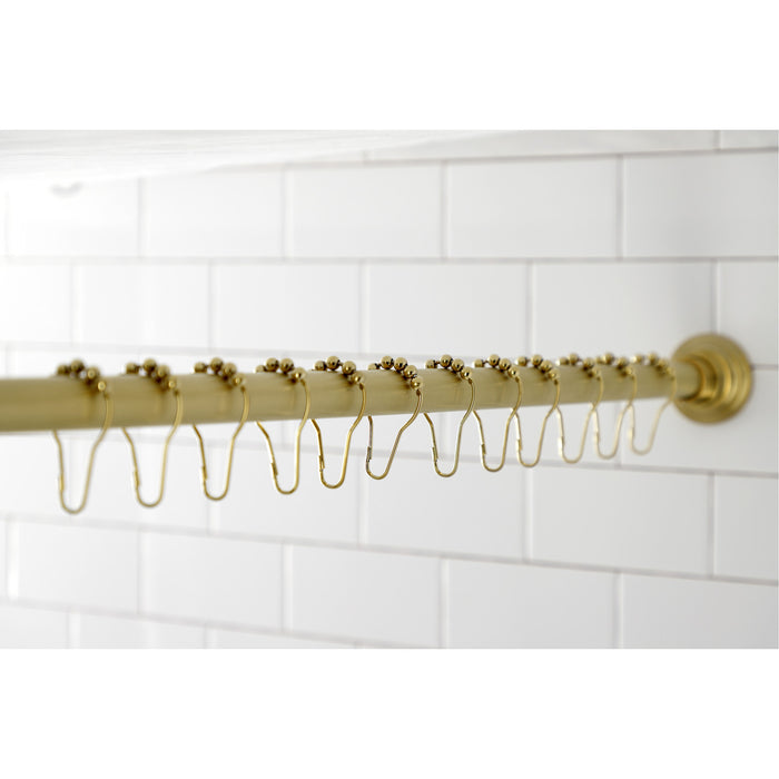 Kingston Edenscape SRK607 60-Inch to 72-Inch Adjustable Shower Curtain Rod with Rings Combo, Brushed Brass