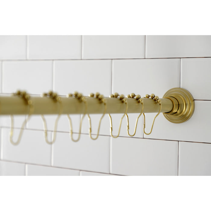 Kingston Edenscape SRK607 60-Inch to 72-Inch Adjustable Shower Curtain Rod with Rings Combo, Brushed Brass