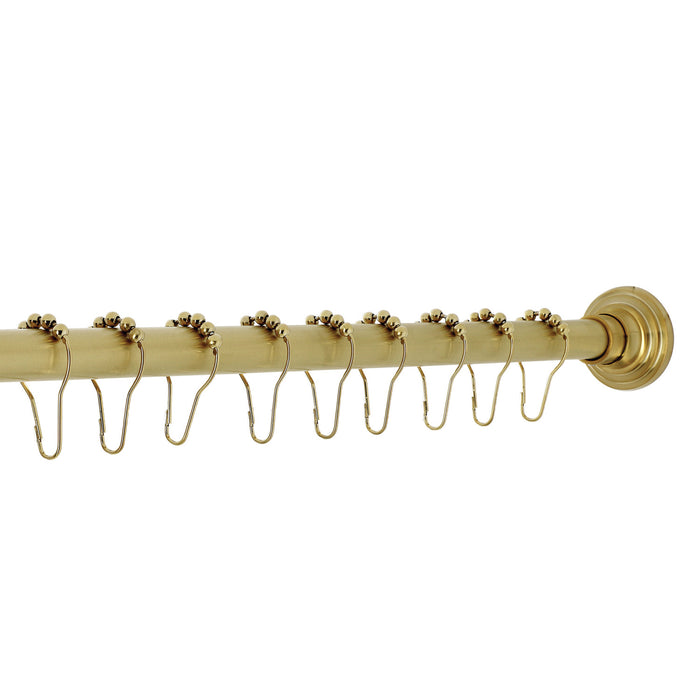 Kingston Edenscape SRK607 60-Inch to 72-Inch Adjustable Shower Curtain Rod with Rings Combo, Brushed Brass