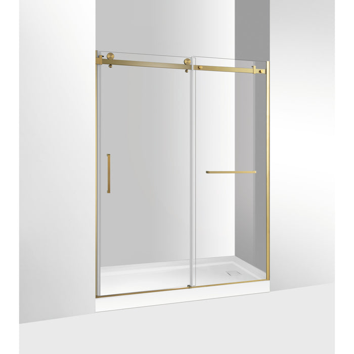 Kingston Sona SSD60768KL7 - Prato 60" L x 76" H Left Handed Shower Door, Brushed Brass