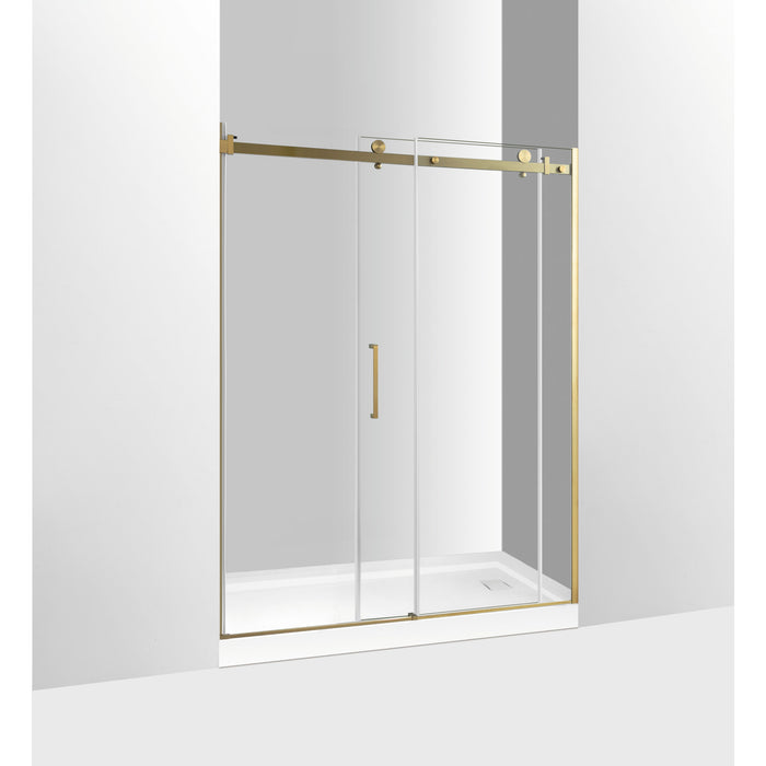 Kingston Sona SSD60768KL7 - Prato 60" L x 76" H Left Handed Shower Door, Brushed Brass