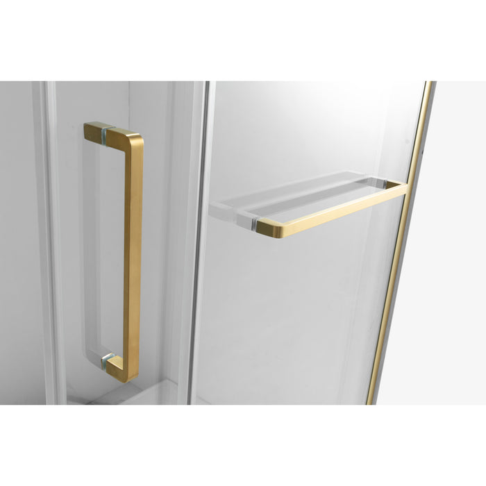 Kingston Sona SSD60768KL7 - Prato 60" L x 76" H Left Handed Shower Door, Brushed Brass
