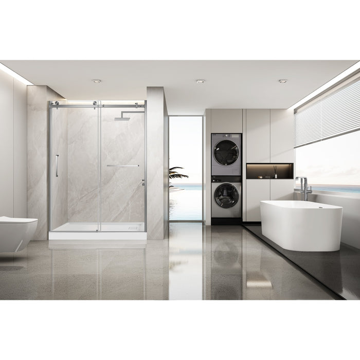 Kingston Sona SSD60768KL8 - Prato 60" L x 76" H Left Handed Shower Door, Brushed Nickel