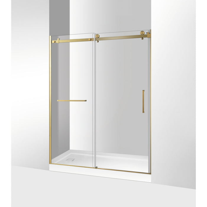 Kingston Sona SSD60768KR7 - Prato 60" L x 76" H Right Handed Shower Door, Brushed Brass