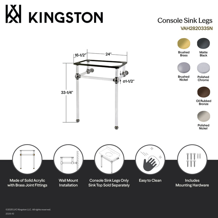 Kingston Tulare VAH282033C - Templeton Acrylic Console Sink Legs, Polished Chrome