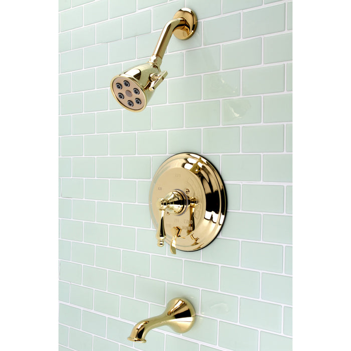 Kingston Heirloom VB36320AL Single-Handle Pressure Balanced Tub and Shower Faucet, Polished Brass