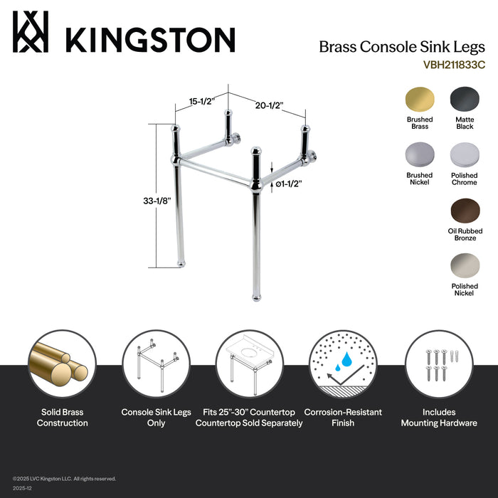 Kingston Heirloom VBH211833MB - Fauceture Brass Console Sink Legs, Matte Black