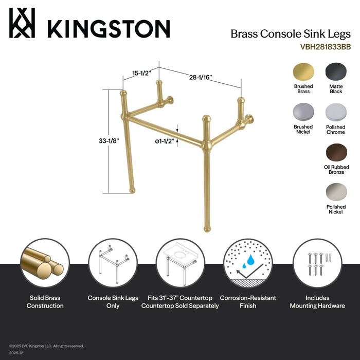 Kingston Heirloom VBH281833BB - Fauceture Brass Console Sink Legs, Brushed Brass